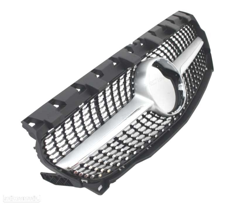 GRELHA DIANTEIRA MERCEDES CLASE CLA W117 16-18 LOOK DIAMOND PRETO CROMADO - 2
