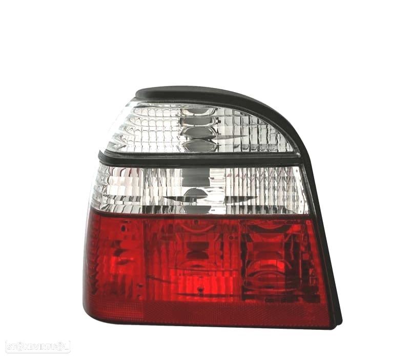 FAROLINS TRASEIRO PARA VOLKSWAGEN VW GOLF 3 91-97 VERMELHO BRANCO LOOK LEXUS - 3