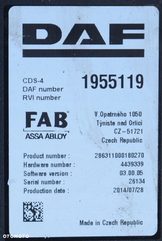 STEROWNIK FAB CDS-4 DAF XF 106 EURO 6 1955119 - 4