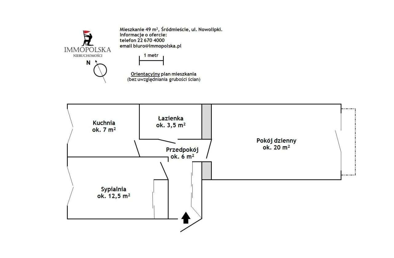 Nowolipki, 2 pokoje z oddzielną kuchnią, balkon