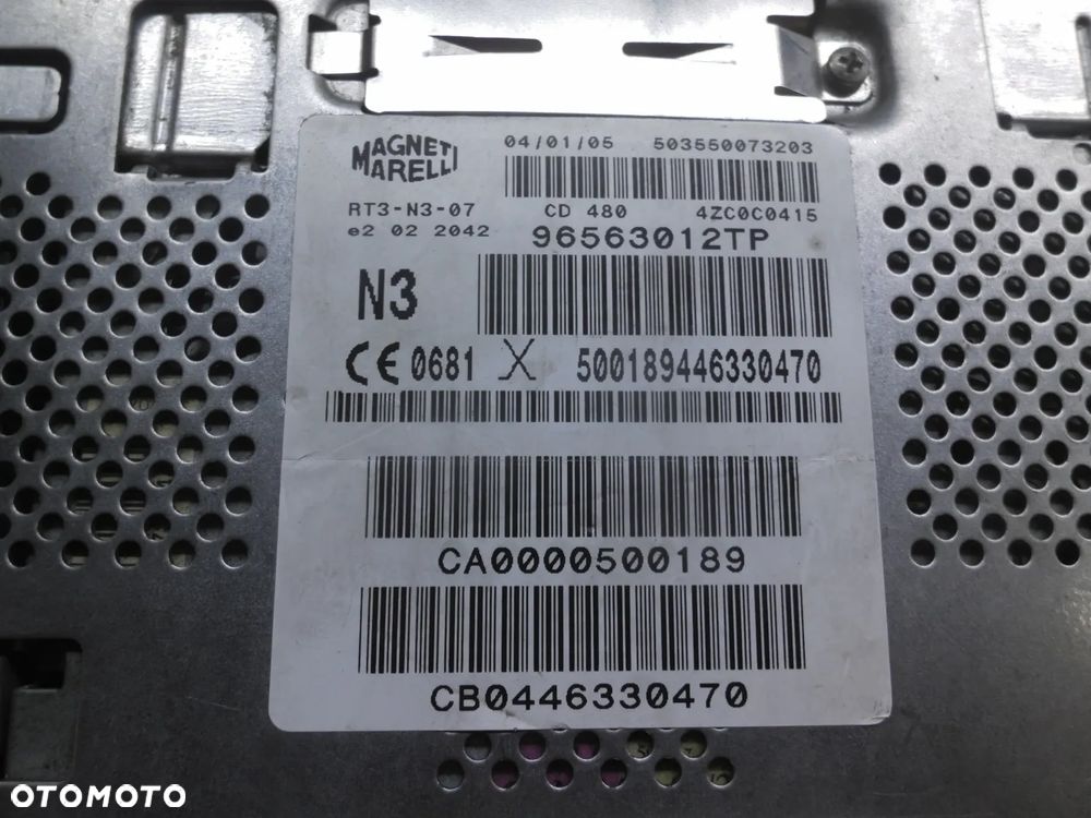 Peugeot 607 Radio CD Tel Nav RT3-N3-07 96563012TP CD480 - 2