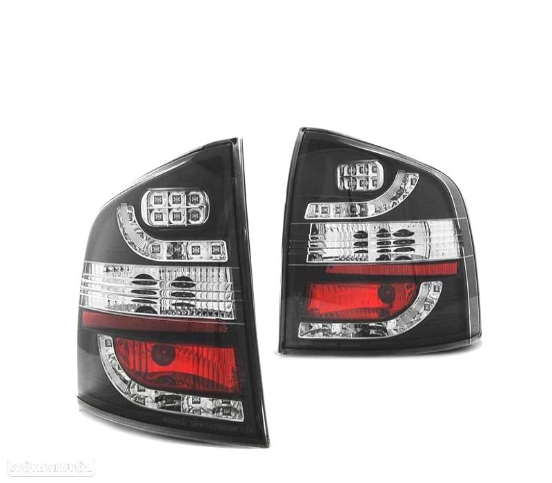 FAROLINS TRASEIROS LED PARA SKODA OCTAVIA KOMBI II 04-12 BLACK PRETO - 2