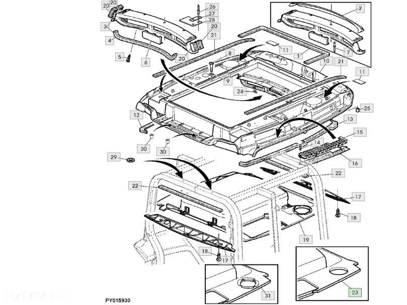 John Deere 6920S - podsufitka tapicerka podbitka panel AL159016 - 2