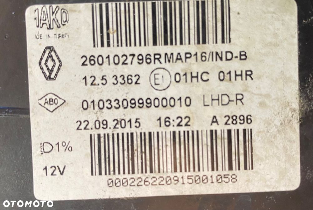 RENAULT CLIO 4 IV LAMPA PRZEDNIA PRAWA REFLEKTOR PRAWY PRZÓD EUROPA 260102796R Wwa - 13