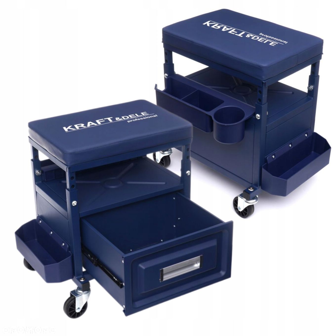 TABORET STOŁEK WARSZTATOWY NA KÓŁKACH 1X SZUFLADA SCHOWEK 3X PÓŁKI KD10761 - 1