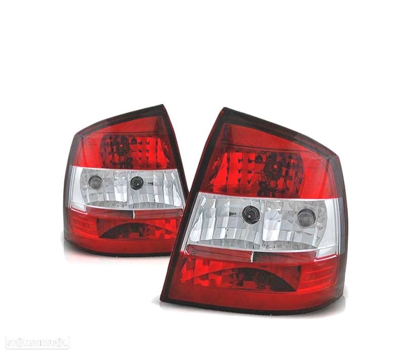 FAROLINS TRASEIROS PARA OPEL ASTRA G 3P 5P 97-04 VERMELHO BRANCO LOOK LEXUS - 1