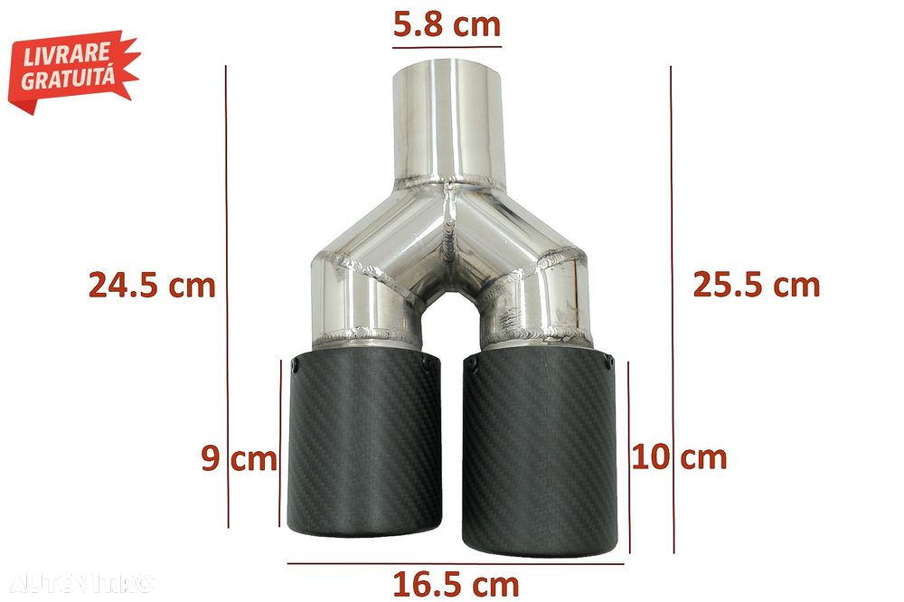 Toba Ornament Evacuare Fibra Carbon Mat Orificiu de admisie 5.8 cm Partea Stanga- livrare gratuita - 8