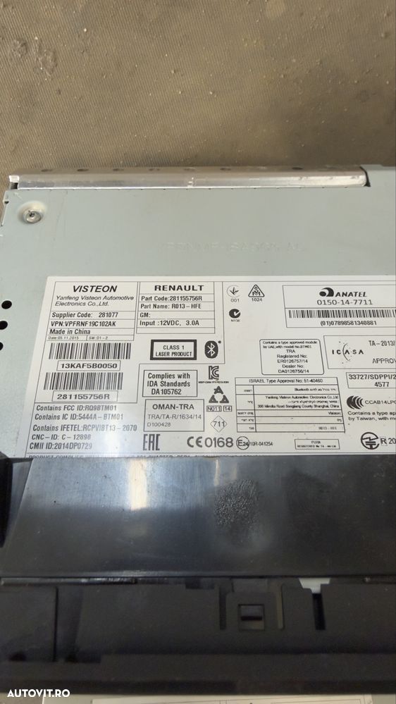 radio caset  Panou comenzi radio Renault  Kadjar - 3