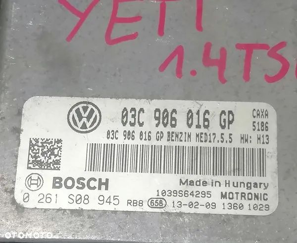 SKODA YETI - STEROWNIK KOMPUTER SILNIKA 03C906016GP, 0261S08945 - 2