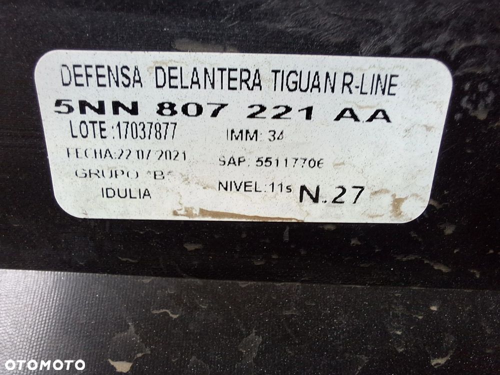 VW TIGUAN II ALLSPACE R-line 16-20 5NN NIE KLEJONY! ZDERZAK PRZÓD PRZEDNI ORYG. 5NN807221A WYSYŁKA 24H - 16