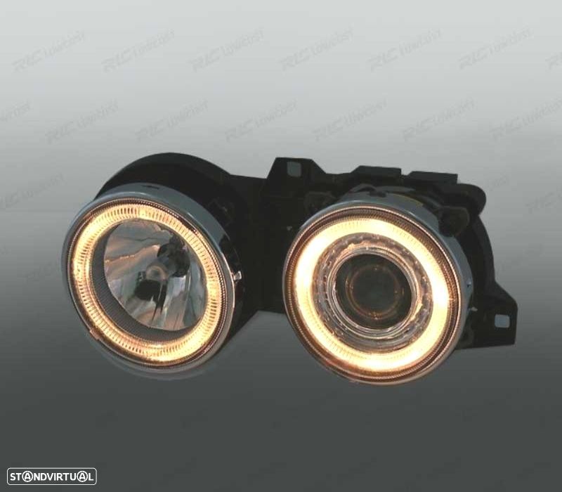 FARÓIS FRENTE ANGEL EYES PARA BMW SERIE 3 E30 FUNDO PRETO - 2