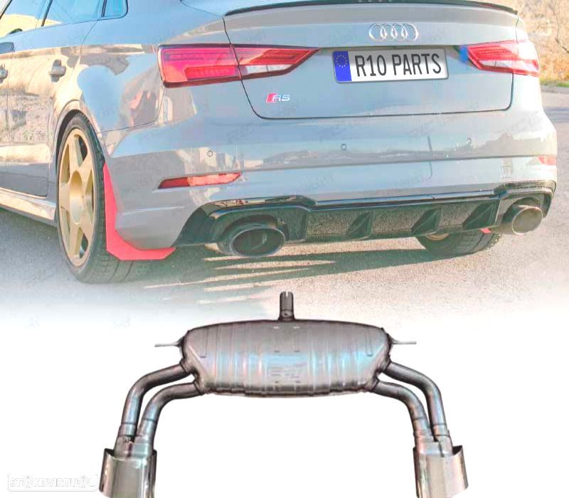 PANELA DE ESCAPE AUDI A3 S LINE HATCHBACK 17-20 LOOK RS3 CROMADO - 1