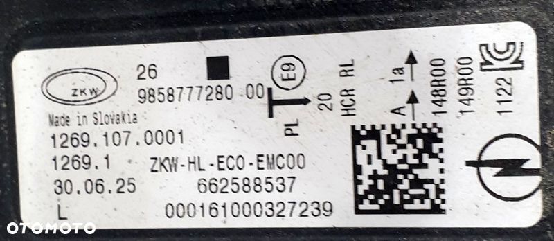 Opel Astra Reflektor Lewy 9858777280 - 7