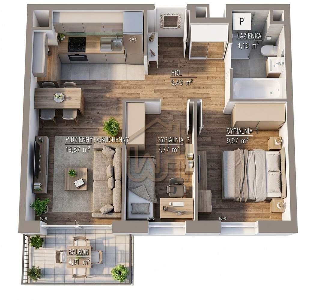 3 Pokoje - 48,2m2 - 400m od tramwaju