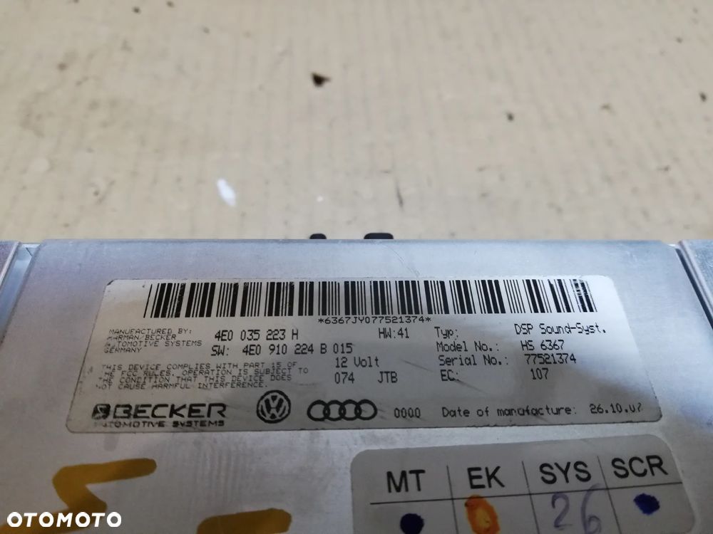 Wzmacniacz AUDI A8 D3 4E0035223H - 2