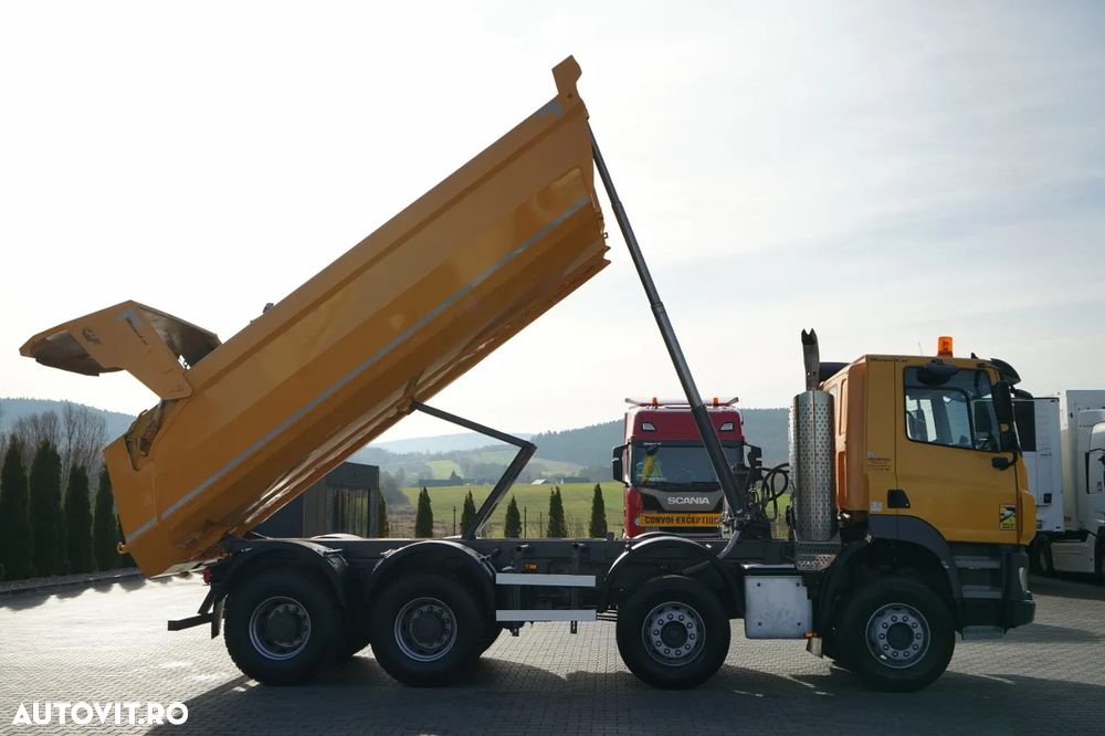 DAF CF 85.410 / 8x4 / BASCULĂ SPATE / CLAPETĂ HIDRAULICĂ / ANVELOPE 100% / MANUALĂ / EURO 6 - 5