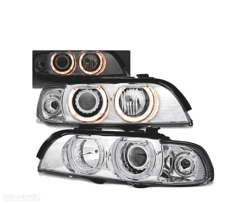 FARÓIS BMW E39 95-03 ANGEL EYES H7 H7 CROMADOS - 1