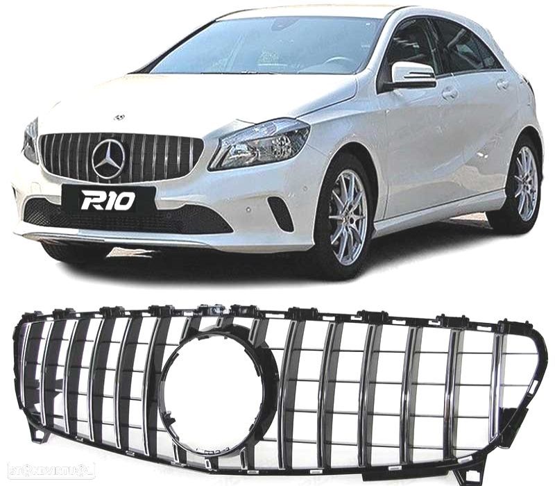 GRELHA FRONTAL MERCEDES CLASE A W176 LOOK AMG GT PRETO CROMADO 16-18 - 1