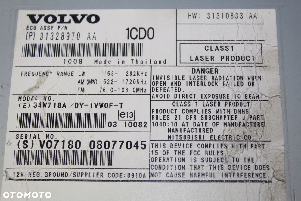 VOLVO S60 II V60 10- RADIO CZYTNIK CD 31328970 - 3