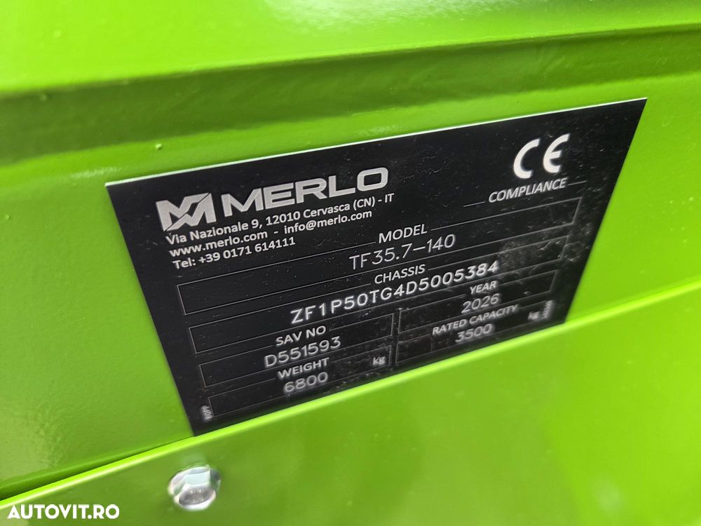 Merlo TF35.7-140, TELESCOPIC ridica 3,5t la 7m, 140CP Deutz, Aer conditionat, furci, cupa 3mc, graifer busteni, garantie 1 an, posibilitate leasing-PROMOTIE 85900 EUR+Tva - 21
