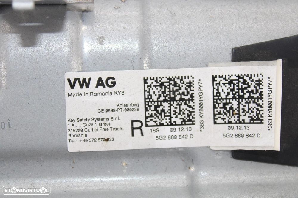 AIRBAG INFERIOR JOELHO VOLKSWAGEN GOLF VII VARIANT 2014 -5G2880842D - 4