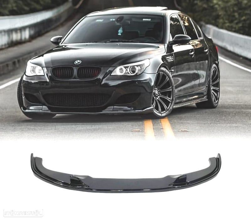 SPOILER LIP FRONTAL ​​​​BMW E60 E61 03-10 LOOK M5 PRETO BRILHANTE - 1