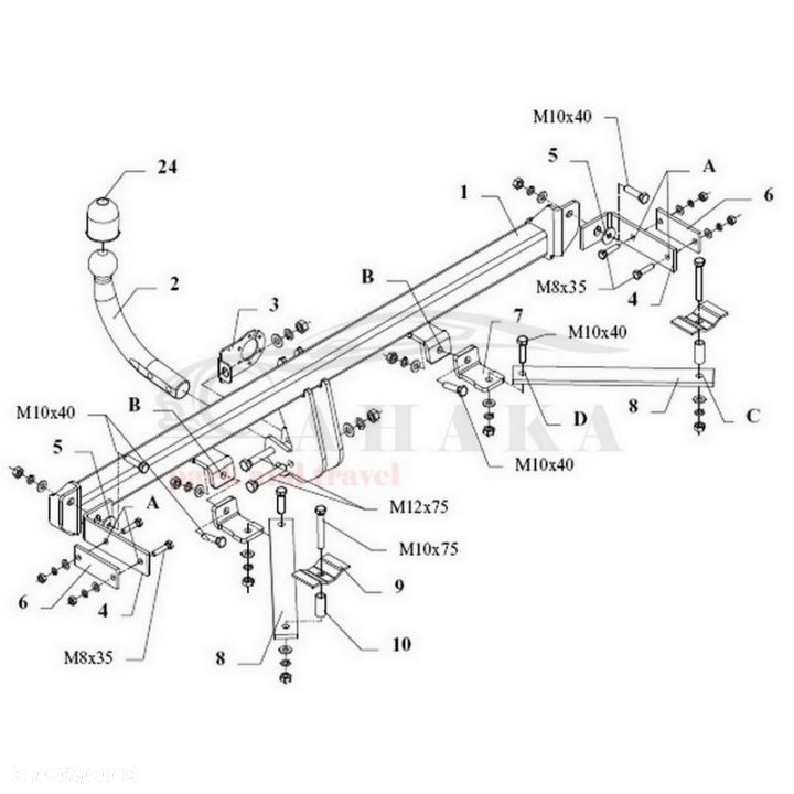 Hak Holowniczy Odkręcany Do Vw Volkswagen Polo Hatchback, Kombi 1990-1994 - 3