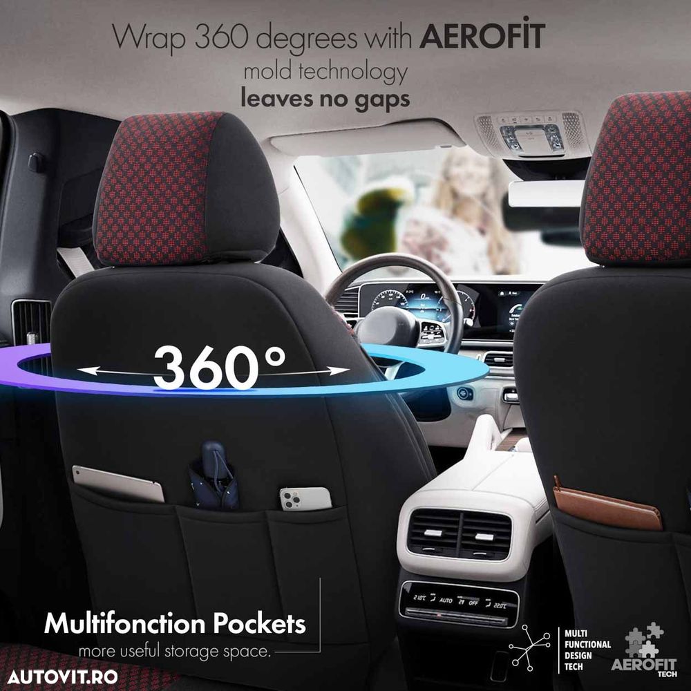 Set huse scaune Premium, Universale, fractionate Otom Sport Plus 103 negru - 2