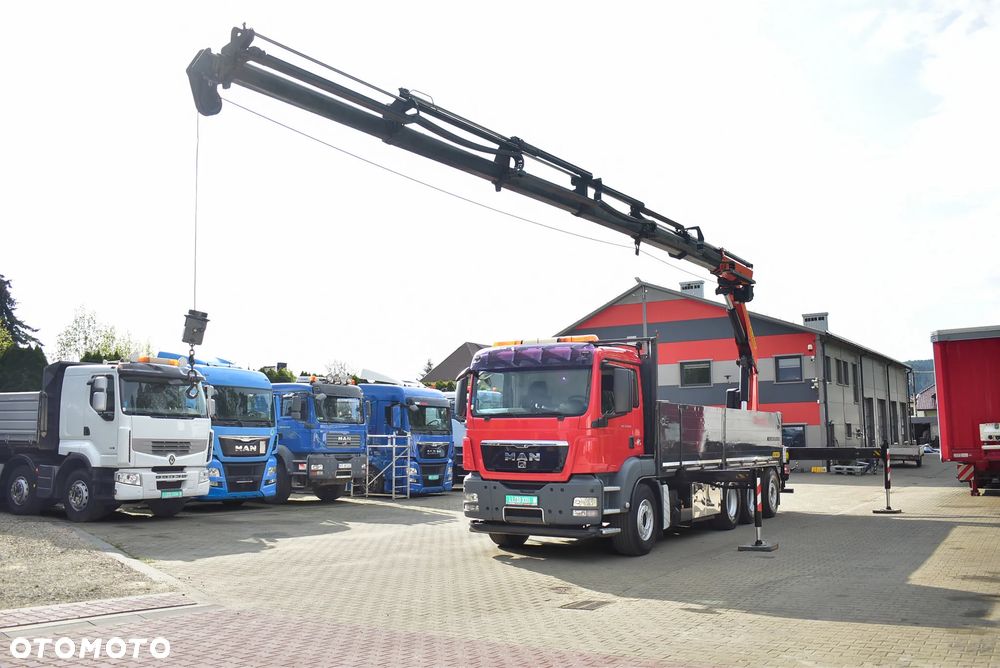 MAN TGS 35.480 Tridem 8x4 /Skrzynia 7.20m./ Palfinger PK 34002 SH/ Wciągarka/ 8 Segmentów/ 22m. / 5 i 6 Funcja/ Rotator/ Pilot/  Manual/ Euro 5/ Autokran/ Ladekran/ Kran/ HDS/ Seilwinde / Sprowadzony ! - 1