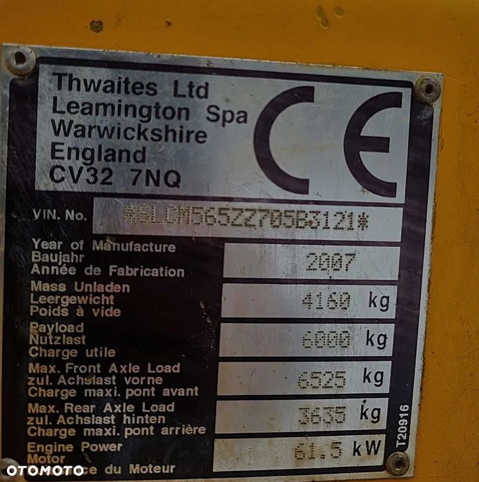 Thwaites Wozidło Budowlano-Rolnicze. 6 ton ładowność. 4x4 napęd.  Potężna Moc silnika i Hydrauliki. Najlepszy silnik Perkins 90km. Maszyna Kupiona z Norweskiego Gospodarstwa Rolniczego typu Kurniki. Stan Idealny. Zero Luzów i wycieków! Odpala na dotyk. Serwisowane w Dekra Norweska! Hamulce brzytwa. Serwisy w DEKRA. Maszyna Woziła lekkie ładunki. Praktycznie zerowe zużycie. Wielka Okazja. Wszystko w pełnym Oryginale. - 7