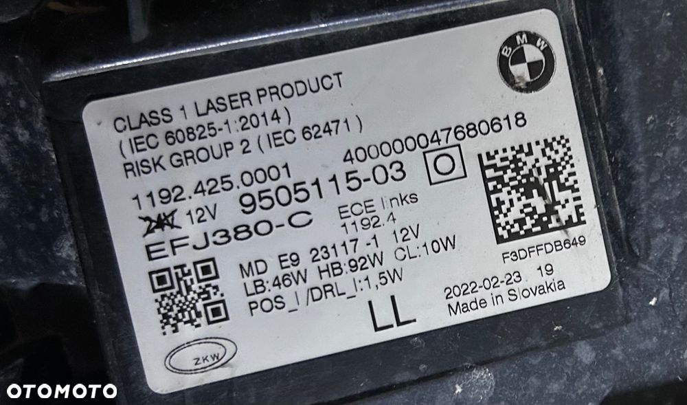 LAMPA LEWA BMW 4 G22 G23 G26 M3 G80 M4 G82 LASER SHADOW PRZÓD PRZEDNIA - 2