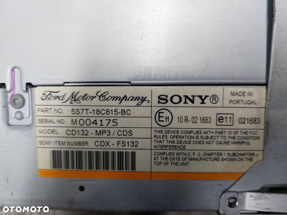 RADIO ODTWARZACZ  FORD MONDEO MK3 CD132-MP3 5S7T-18C815-BC - 3