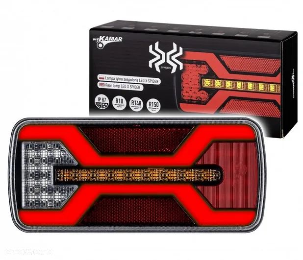 Lampy tylne zespolone LED X-SPIDER komplet ciągnik przyczepa naczepa 12/24V - 11