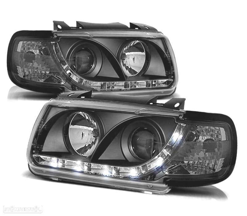 FARÓIS VOLKSWAGEN VW POLO 6N 94-99 LUZ DIURNA FUNDO PRETO - 1