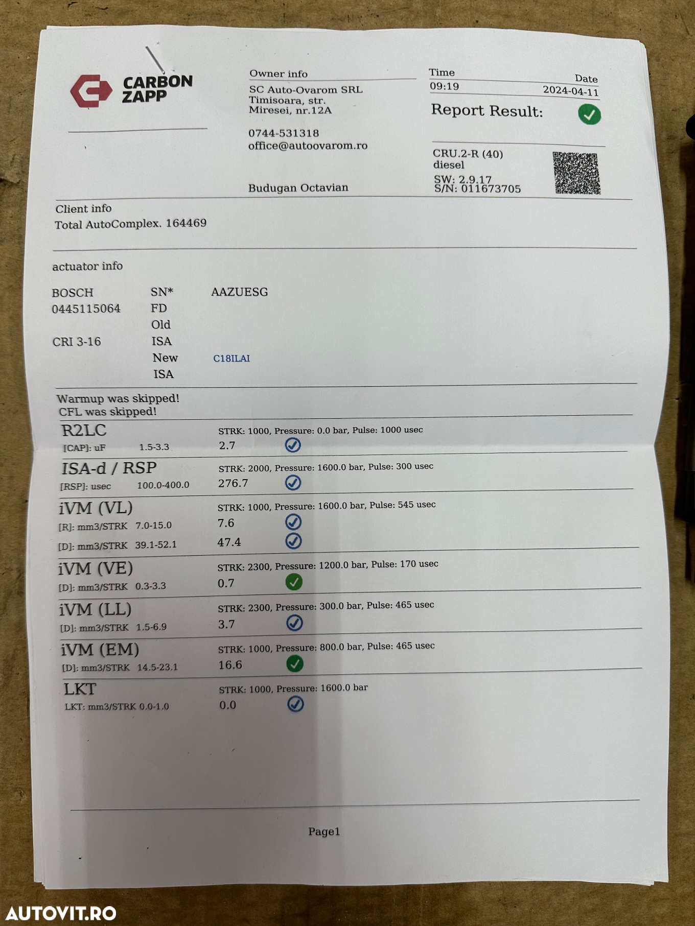 Injector MERCEDES CLS 320, 280, SPRINTER 3.0 V6 euro 4 cod A6420701387 - 2