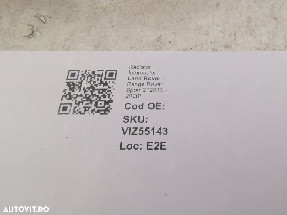 Radiator Intercooler Land Rover  Range Rover Sport 2 2013 2014 2015 20 - 8