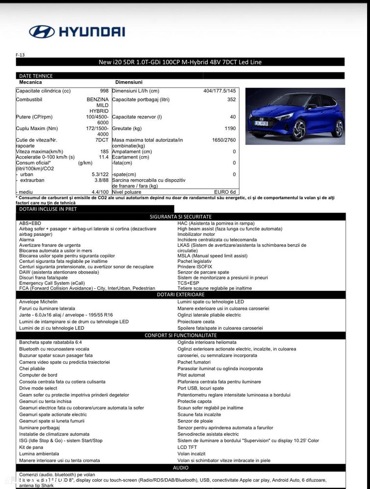 Hyundai i20 1.0 l T-GDi M-Hybrid 100CP 7DCT 5DR Led Line - 7