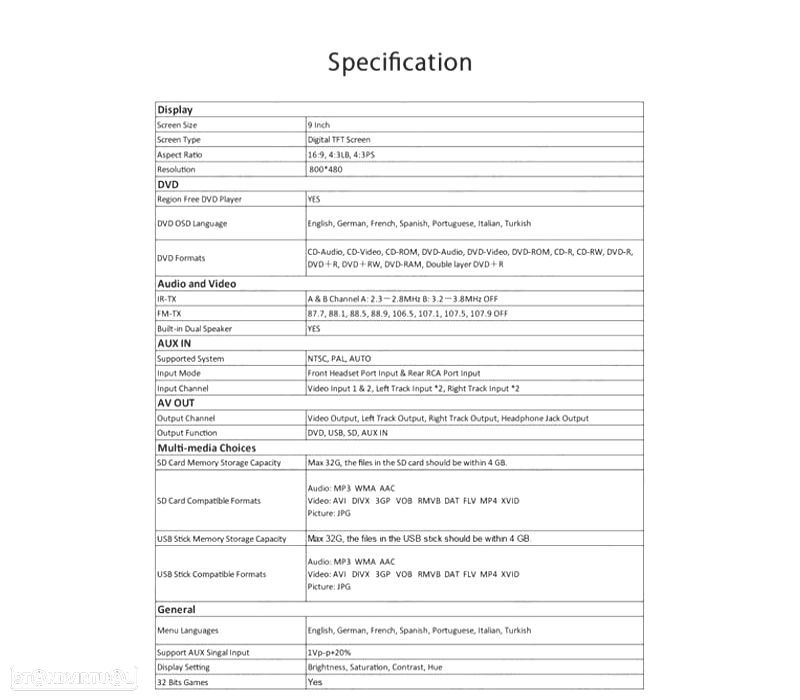 ENCOSTO DE CABEÇA MULTIMEDIA DVD 9" PULGADAS TACTIL COR EM PRETO - 2