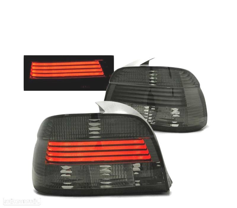 FAROLINS TRASEIROS LED BMW E39 LIMOUSINE 00-03 FUMADOS ESCURECIDOS - 1