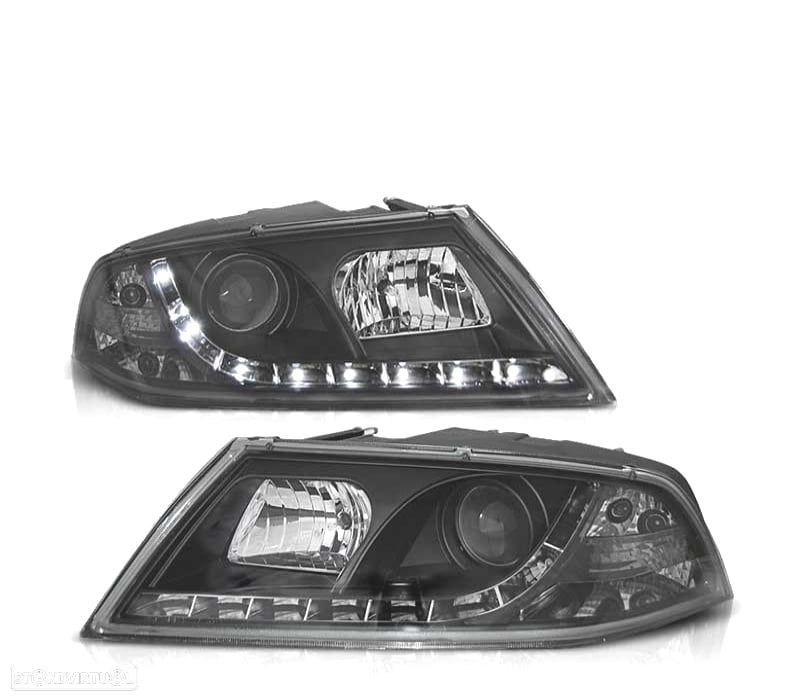 FARÓIS SKODA OCTAVIA 05-08 LUZ DIURNA LED FUNDO NEGRO - 1