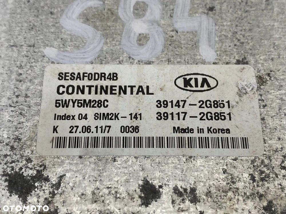 MODUŁ STEROWNIK KOMPUTER SILNIKA KIA SPORTAGE 2.0 39117-2G851 39147-2G851 - 11