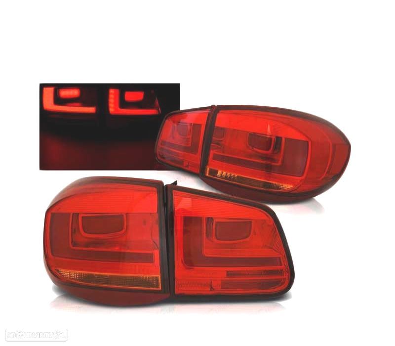FAROLINS TRASEIROS LED VOLKSWAGEN VW TIGUAN 07-11 RED VERMELHO - 1