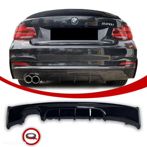 BMW F22 F23 Dyfuzor Tylnego Zderzaka M-performance Lotka Czarny Połysk