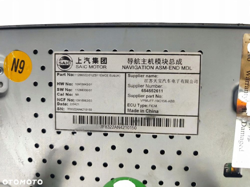 RADIO MG ZS I EV LIFT (2021-) TZ204XS1152 156KM 11288322 - 2