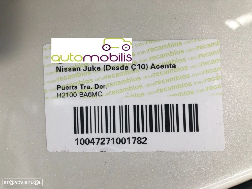 Porta Traseira Direita NISSAN JUKE (F15) 1.5 dCi Ref. H2100BA6MC - NO. 200040 - 2