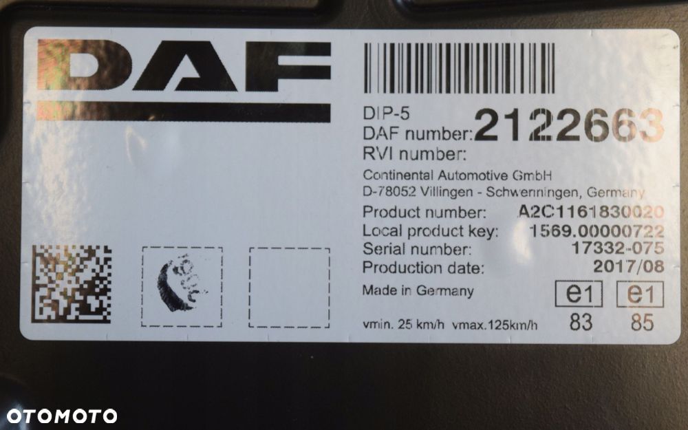 LICZNIK ZEGARY DAF CF XF 106 EURO 6 2122663 - 5