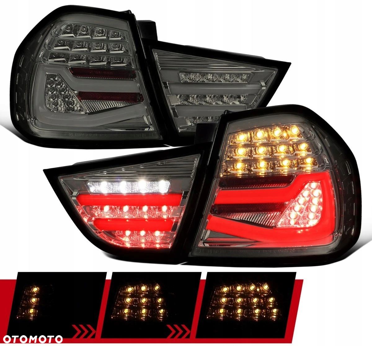 Lampy tyl ne kpl Led Bar Neon DTS Smoke Bmw 3 e90 sedan Lift Lci FL 08-12 - 1