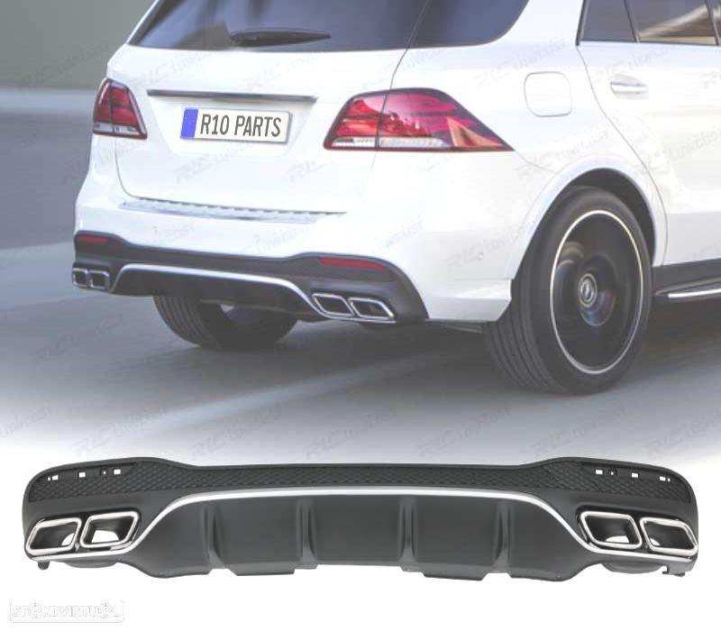 DIFUSOR TRASEIRO MERCEDES GLE W166 15-19 LOOK AMG GLE63 + PONTEIRAS DE ESCAPE - 1