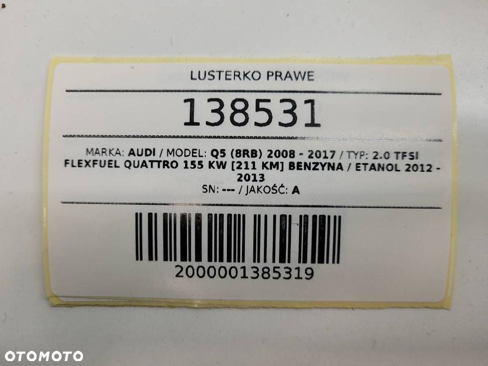 LUSTERKO PRAWE AUDI Q5 8R 15 PIN 2011 - 11