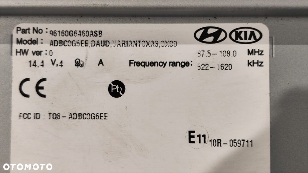 RADIO WYŚWIETLACZ NAWIGACJA NAVI BLUETOOTH 96160G6460ASB ŁADNY STAN KIA PICANTO III - 5
